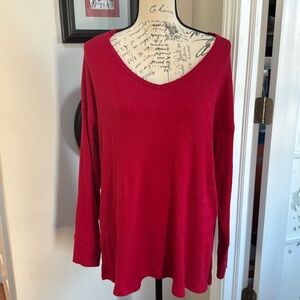 So SOFT 🦅 Sweater In Holiday Red, V-neck